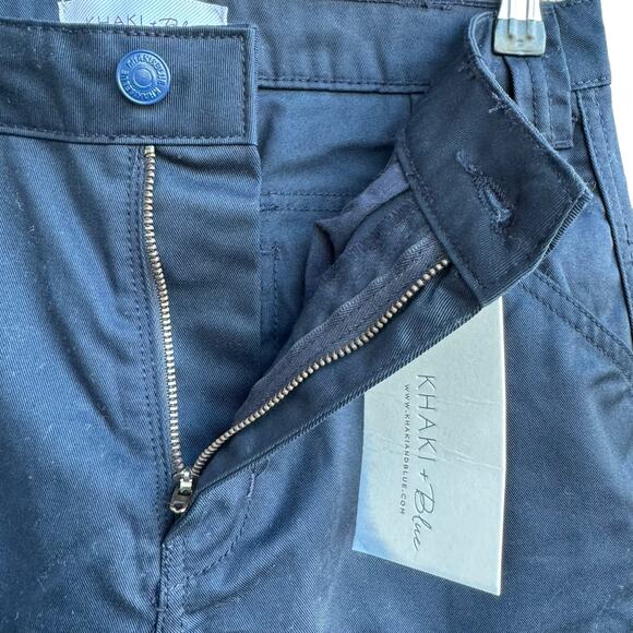 New Khaki & Blue Women High Rise Slim Fit Straight Leg Cargo Work Pants Size 2 - Picture 5 of 8